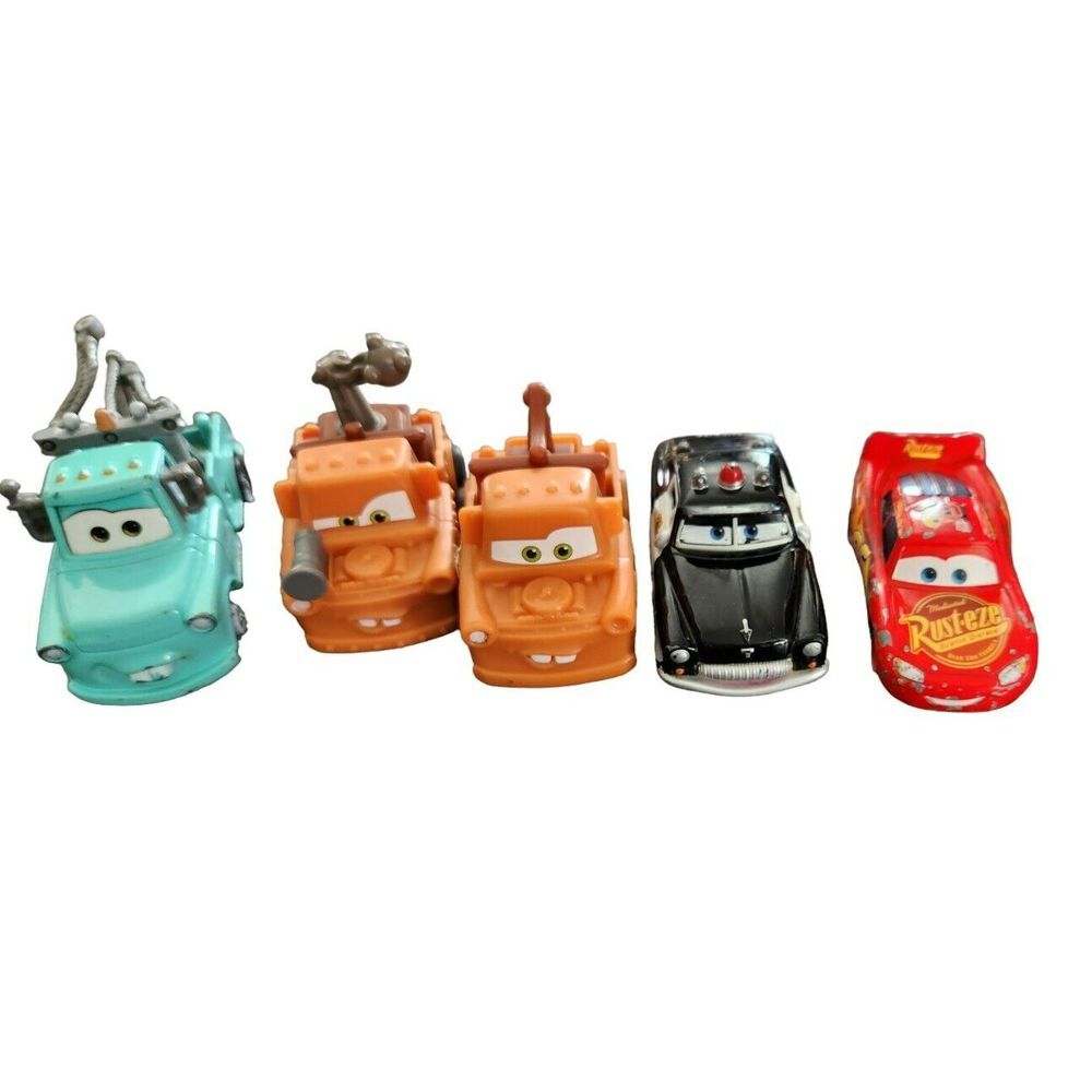 Disney Pixar Cars Toy Lot Lightning McQueen Mater Sheriff 5 Piece Set